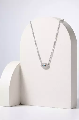 925 Sterling Silver Evil Eye Pendant  Necklace Set ,CZ Protection Pendant Set 
