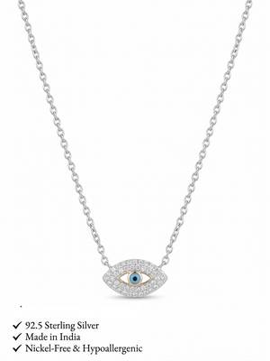925 Sterling Silver Evil Eye Pendant  Necklace Set ,CZ Protection Pendant Set  3