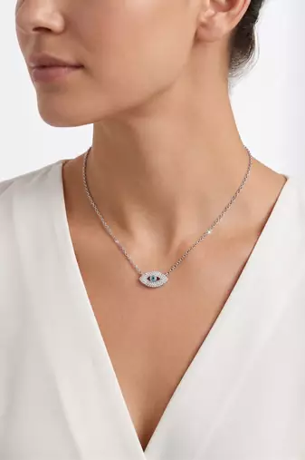 925 Sterling Silver Evil Eye Pendant  Necklace Set ,CZ Protection Pendant Set 