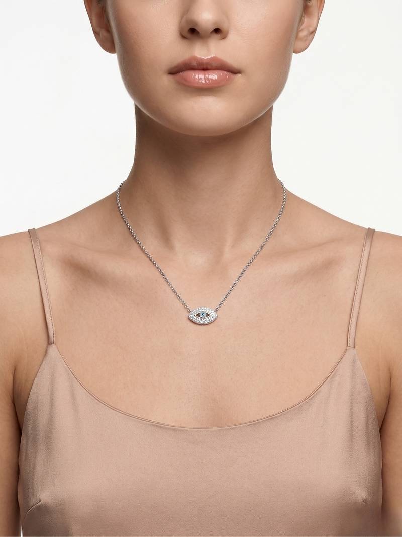 925 Sterling Silver Evil Eye Pendant  Necklace Set ,CZ Protection Pendant Set 