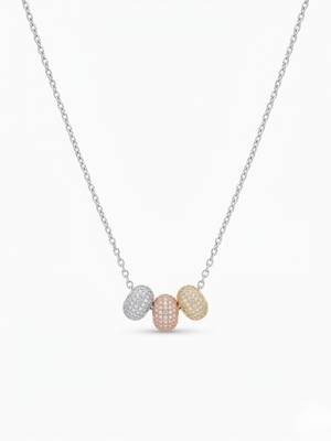 925 Sterling Silver Triple Bead Necklace Pendant Set , Minimalist Jewelry for Women 1
