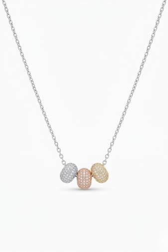 925 Sterling Silver Triple Bead Necklace Pendant Set , Minimalist Jewelry for Women
