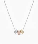 925 Sterling Silver Triple Bead Necklace Pendant Set , Minimalist Jewelry for Women