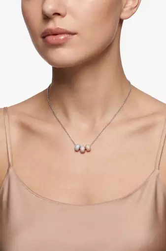 925 Sterling Silver Triple Bead Necklace Pendant Set , Minimalist Jewelry for Women