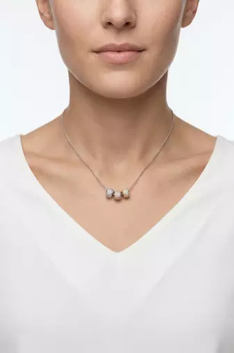 925 Sterling Silver Triple Bead Necklace Pendant Set , Minimalist Jewelry for Women