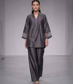 Charcoal grey nysha silk kurta co ord set