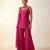 Hot pink embroidered raw silk sharara set