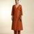 Rust orange dori embroidered dupion silk angrakha kurta set
