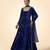 Cobalt blue embroidered velvet anarkali set