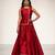 Crimson red embroidered dupion silk ghagra set