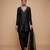 Black embroidered dupion silk kurta set