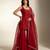Red embroidered dupion silk sharara set