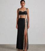 Black laced embroidered dupion silk co ord set