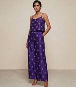 Royal purple embroidered dupion silk co ord set