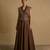 Chocolate brown embroidered dupion silk co ord set
