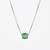 925 Sterling Silver Green Emerald Cut Solitaire  Pendant Necklace Set , Minimalist Gemstone Pendant Set 
