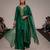 Emerald green embroidered raw silk sharara set