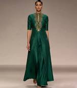 Emerald green embroidered silk co ord set