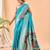 Blue bandhani weaving saree with paithani pallu