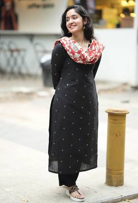women's art silk woven butta motiff kurta pant with dupatta set 1