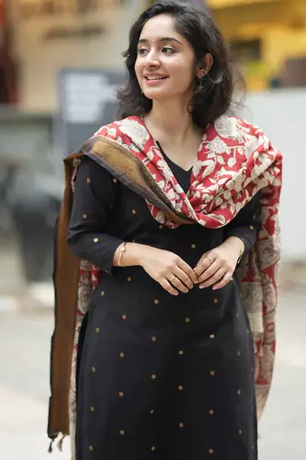 women's art silk woven butta motiff kurta pant with dupatta set