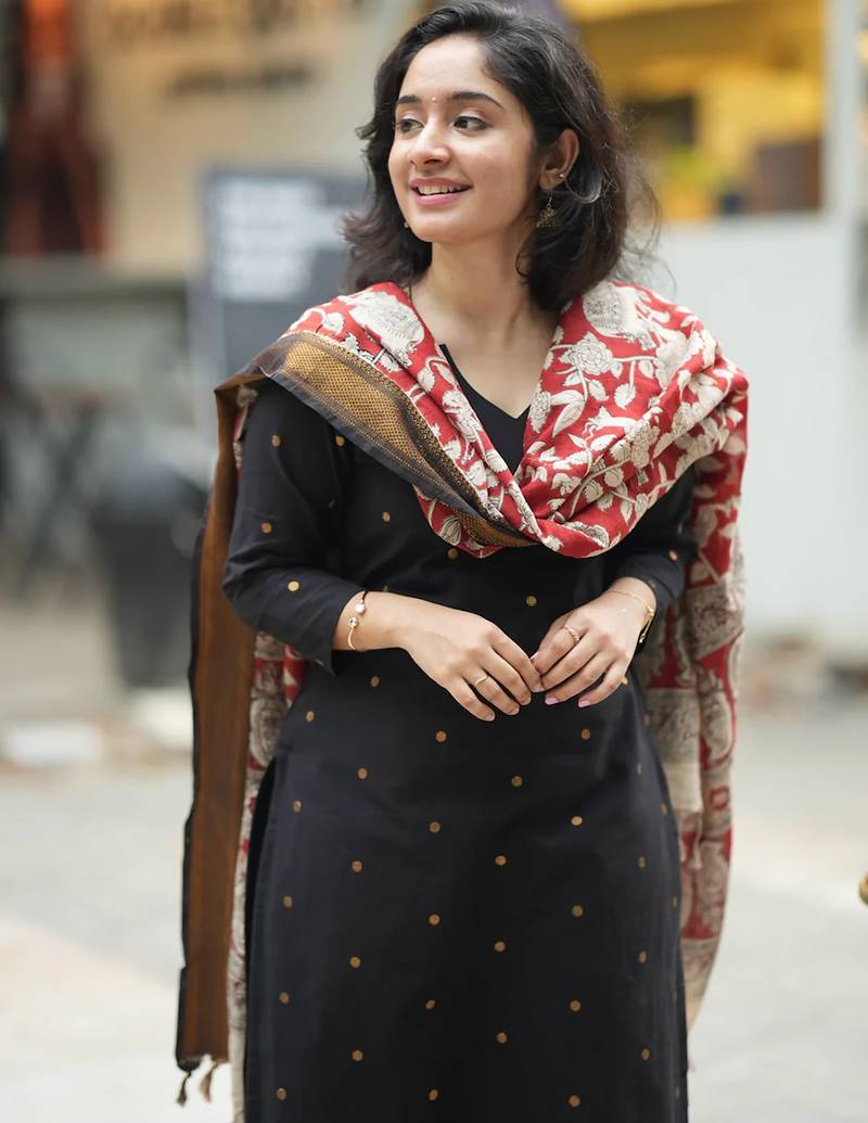 women's art silk woven butta motiff kurta pant with dupatta set