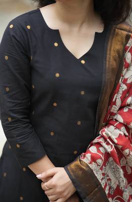 women's art silk woven butta motiff kurta pant with dupatta set 5