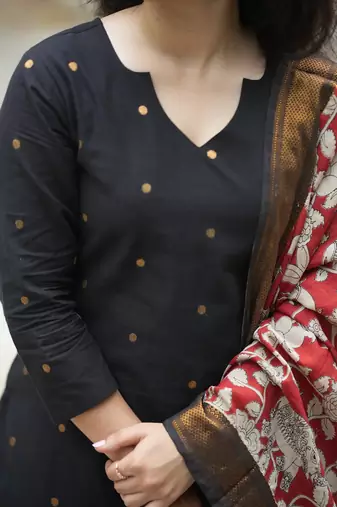 women's art silk woven butta motiff kurta pant with dupatta set