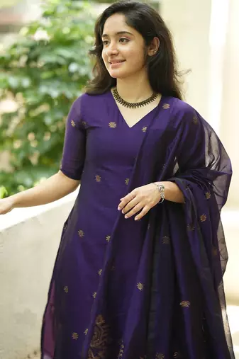 women's art silk woven butta motiff kurta pant with dupatta set