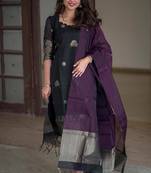 women's art silk woven butta motiff kurta pant with dupatta set