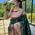 Women's green woven silk blend saree with blouse piece