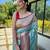 Women's sky blue woven silk blend saree with blouse piece