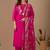 Pink embroidered mul chanderi kurta pant set with banarasi jacquard dupatta
