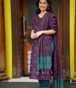 women's art silk woven butta motiff kurta pant with dupatta set