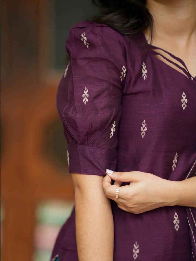 women's art silk woven butta motiff kurta pant with dupatta set