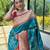 Women's light blue woven silk blend saree with blouse piece