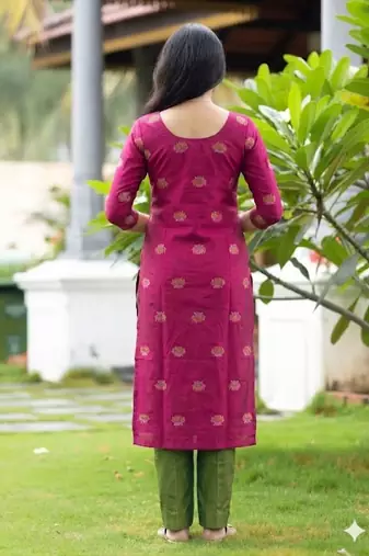 women's art silk woven butta motiff kurta pant with dupatta set