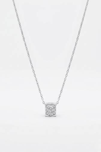 925 Sterling Silver Chevron Pendant Necklace Set, CZ Geometric Necklace Set  