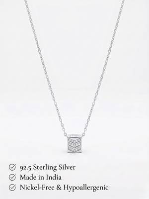 925 Sterling Silver Chevron Pendant Necklace Set, CZ Geometric Necklace Set   3
