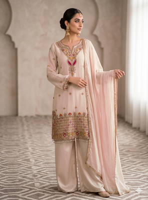  baby pink festive palazzo suit set with heavy embroidery 2