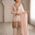 Designer baby pink  festive palazzo suit set with heavy embroidery