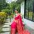 Pink silk blend saree with meenakari motifs