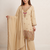 Designer beige  festive palazzo suit set with heavy embroidery