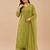 Olive faux georgette embroidered palazzo suit set