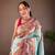 Sky blue paithani style silk bland zari weaving contrust border saree with blouse