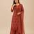 Brown faux georgette embroidered palazzo suit set