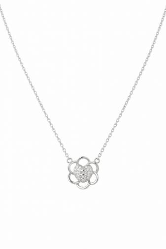 925 Sterling Silver Floral Necklace Pendant Set , Elegant Nature Inspired Jewelry for Women