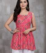 Pink color delta silk fabric ethnic office wear short kurti