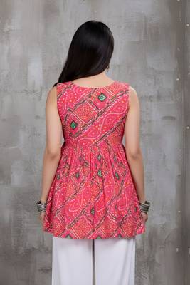 Pink color delta silk fabric ethnic office wear short kurti 2