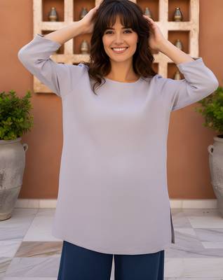 Grey color rayon viscose fabric ethnic office wear short kurti 1
